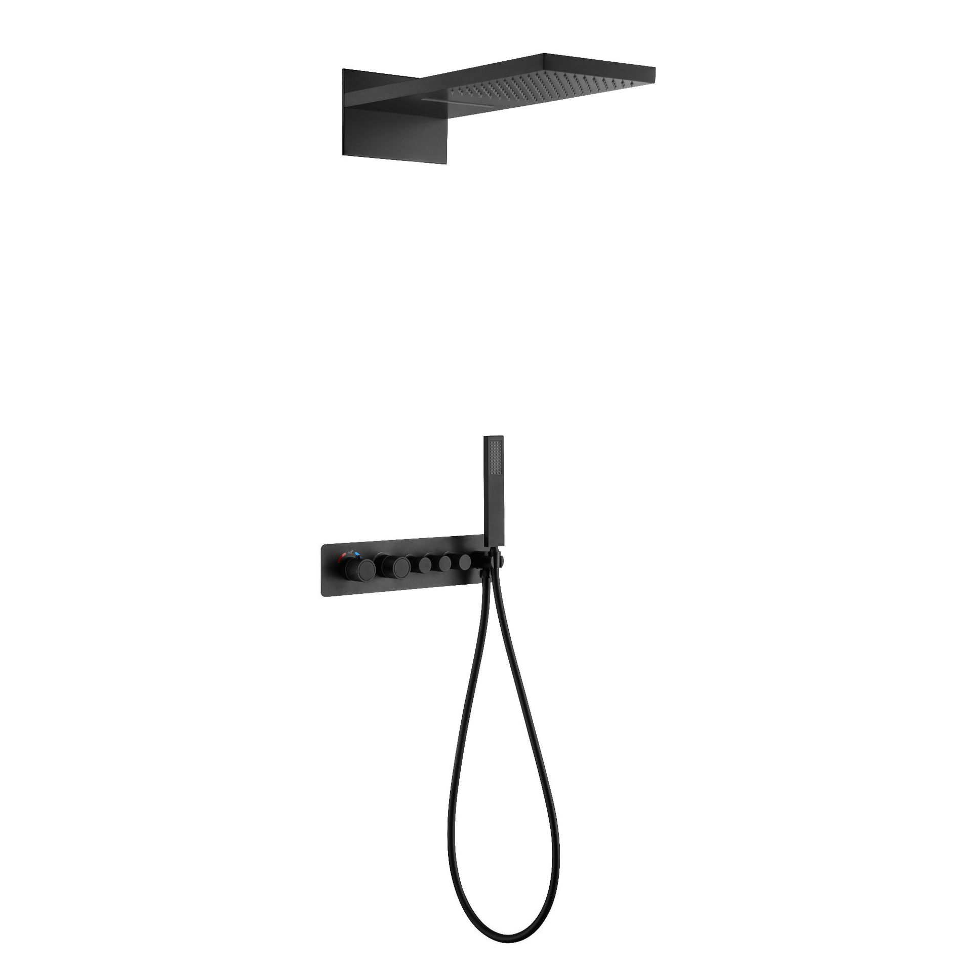 Traje de ducha de pared gris de pistola dividida de cobre transfronterizo oculto ducha de baño presurizado