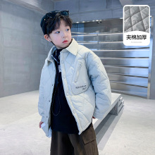 男童轻薄夹棉衬衫棉服秋冬装2025新款中大儿童冬季保暖棉衣外套潮
