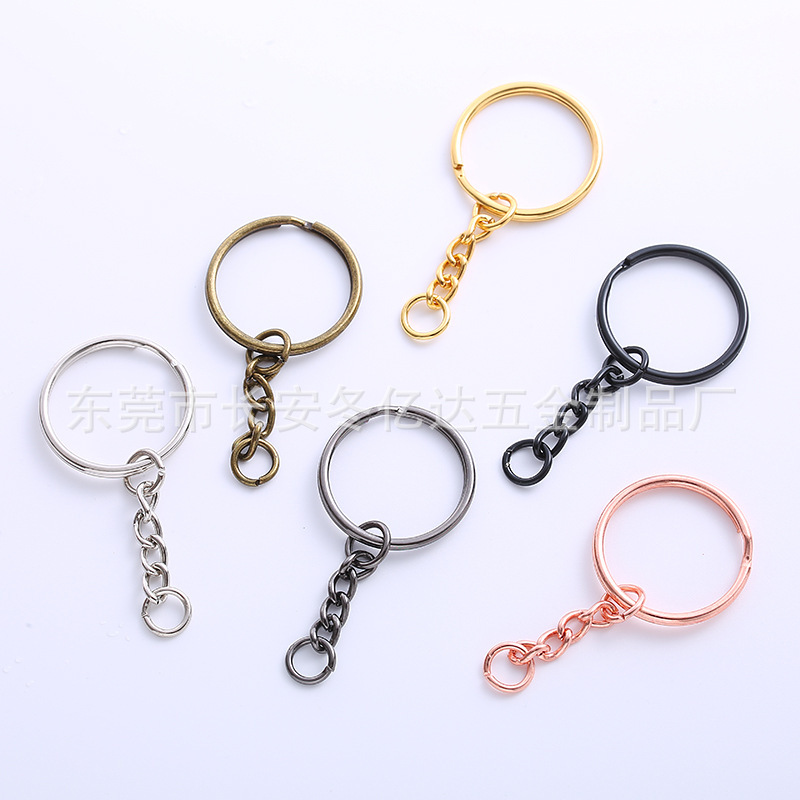 卸売り鉄製キーホルダーチェーン付き25mm絞り + 4本チェーンdiy手作りアクセサリーキーホルダー|undefined