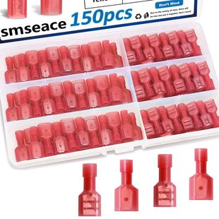Smseace 150Pcs Spade Connectors 22-16Awg Male\/Female Wire Spade Connectors Nylon Quick