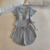 Blue breast pads, shorts, with short sleeve