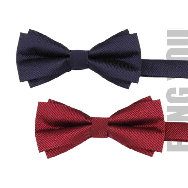 蝴蝶结男士1200支加密硬布料塑形结婚新郎宴会时尚条纹领结不变形|ru