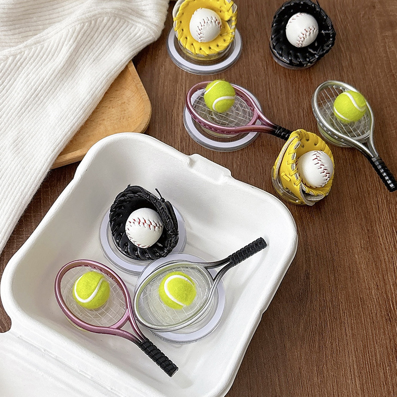 Simulation of small baseball mobile phone airbag bracket South Korea ins wind adhesive retractable racket desktop bracket for watching drama