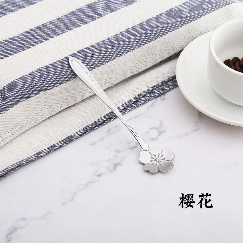 Смесительная ложка (Bicheng) флоральная нержавеющая сталь, короткая ручка, подарок на день рождения