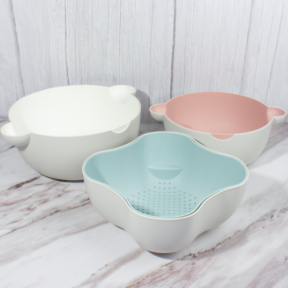 Cesta de drenaje de doble capa para cocina, para verduras y frutas, multi-especificación, al por mayor