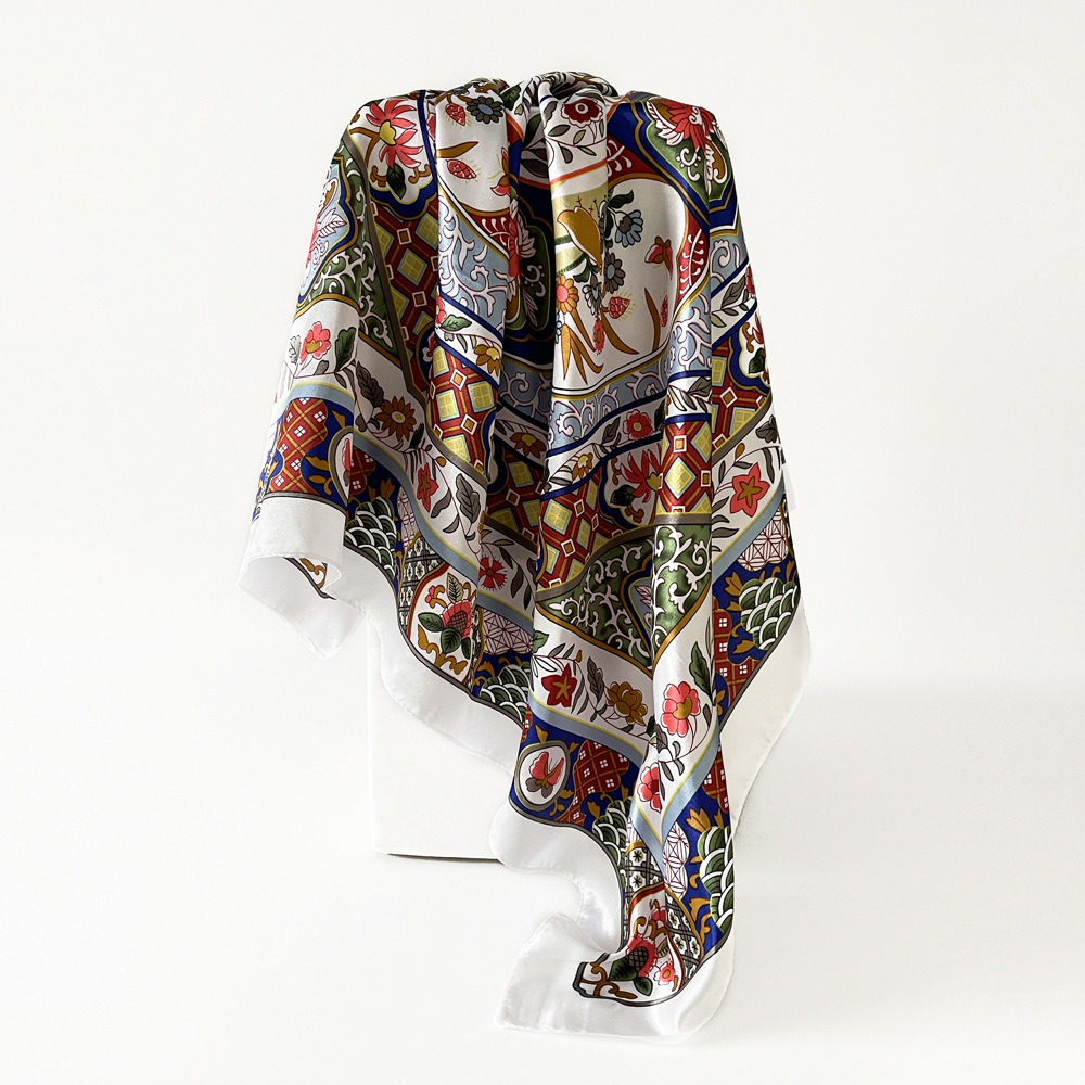 100g Weight Silk Scarf Classification Holiday, Daily Occasion Polyester Material Geometric Pattern Spring&Summer Season Women's Gender Elegant, Vintage Style Style Women's Elegant Vintage Style Geometric Polyester Silk Scarf 10