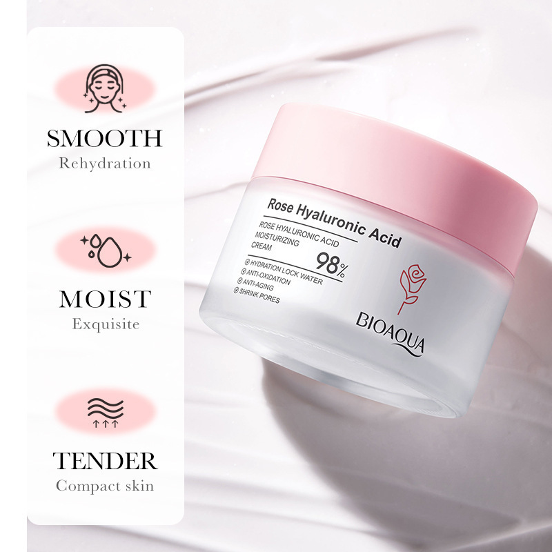 BIOAOUA Rose Hyaluronic Acid And Replenishing Brightening Skin Tone Moisturizing Firming Face Cream_voghion.com