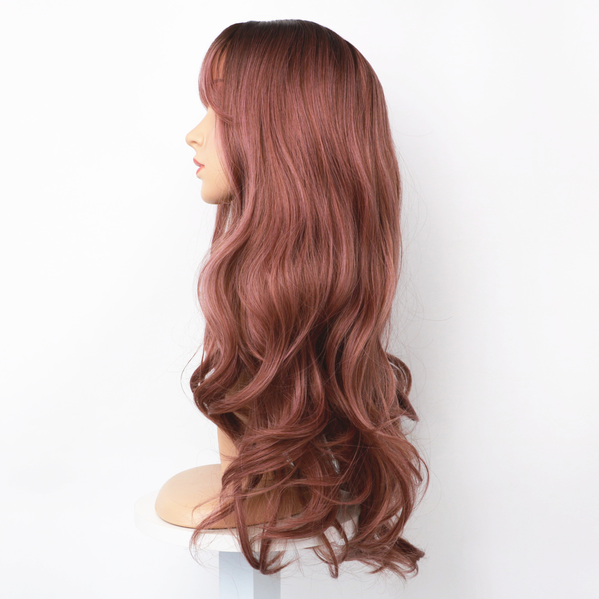 Synthetische pruik 2023 populaire nieuwe internet beroemdheid pruik dames lucht pony grote golven lang gekruld haar_voghion.com