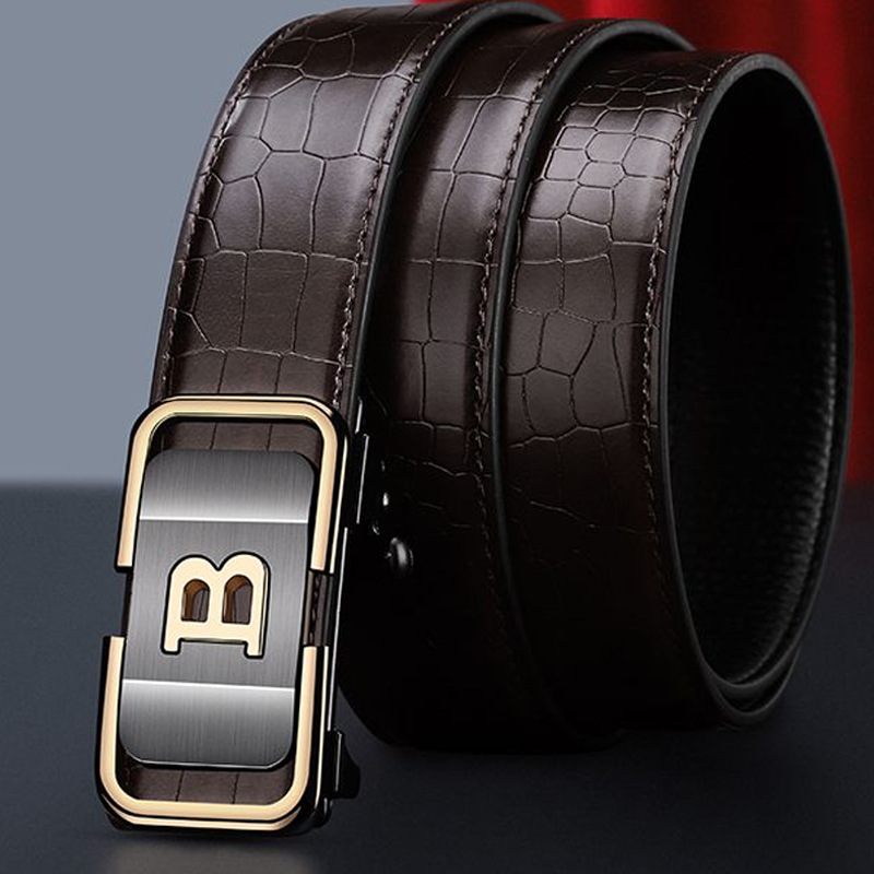 High End Light Lyx Herrbälte Automatiskt spänne Bälte Business Mångsidigt modebälte B-format spänne High End jeansbälte_voghion.com
