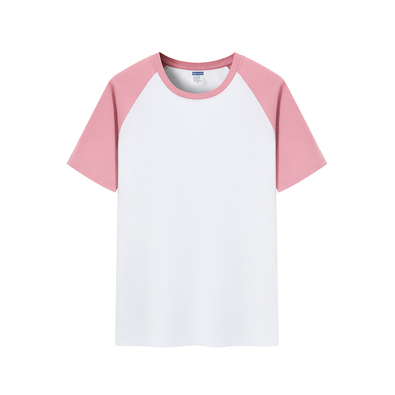 Verano nuevo 200g Raglan color a juego de manga corta camiseta juventud algodón retro contraste suelto color cuello redondo top