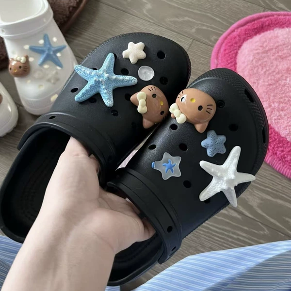 Blue and white starfish KT cat shoe buckle [8 tablets]