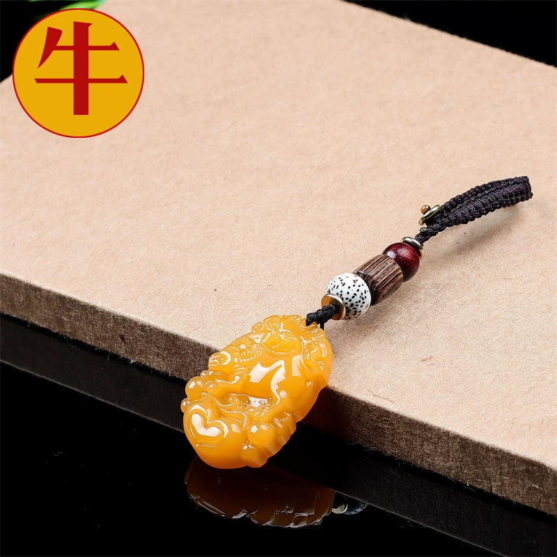 Брелок для ключей Niu 12 зодиака Hutian Jade Автомобильные подвески цепи для мобильных телефонов