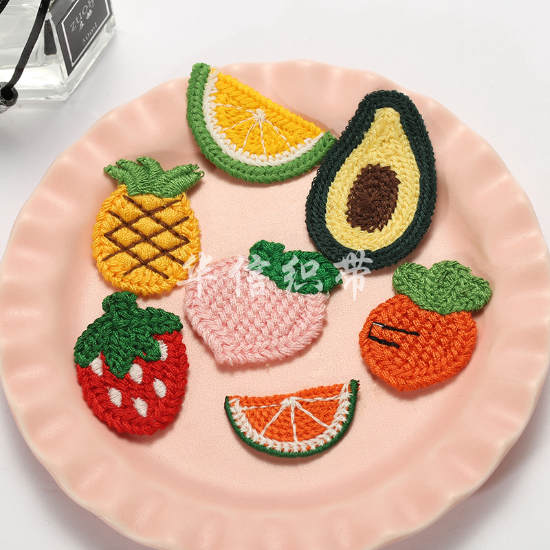 卡通布贴 水果布贴布 新款diy手工发饰材料毛线针织绣片布贴批发