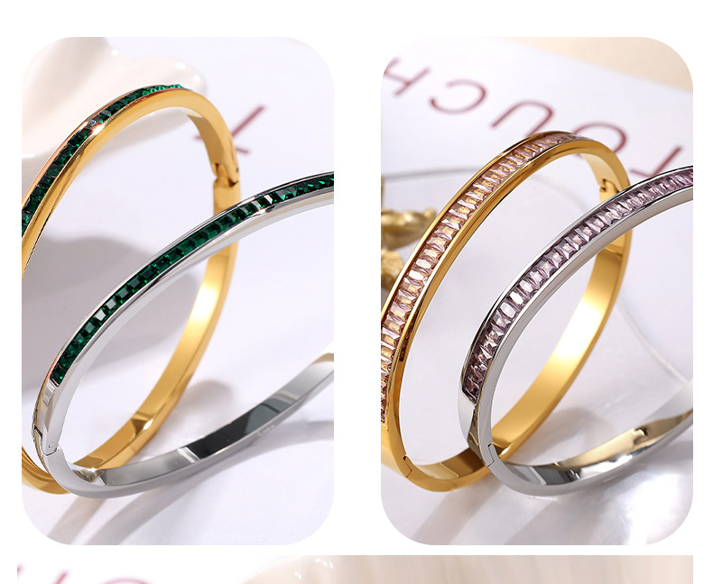 17g Weight PVD Coated Real Gold Plated Solid Color Titanium Steel Casual Elegant Lady Waterproof Non Tarnish Titanium Steel Bangle