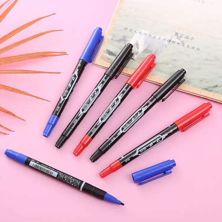 double-headed marking pen 120 black water-based waterproof quick-drying color art office special hook line pen wholesale
