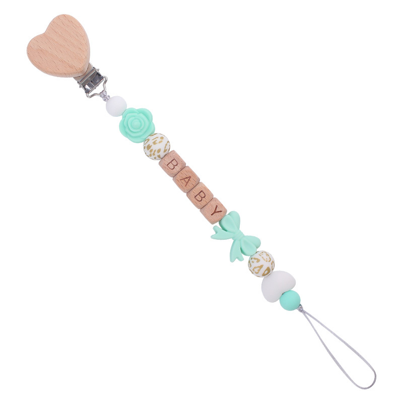 Nuevo bebé suministros dibujos animados amor Haya clip calmante bebé silicona arco pezón cadena anti-caída
