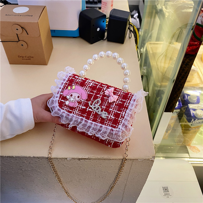 Nuevos bolsos infantiles coreanos bolsos de princesa bolsos de cadena bolsos de perlas bolsos de arco bolsos casuales para niñas