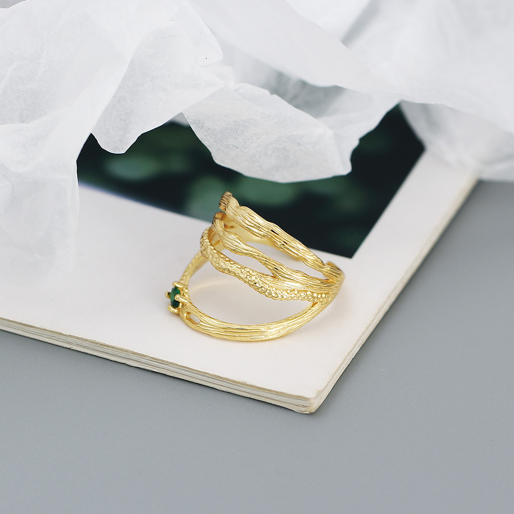 Fashion Geometric Silver Rings Inlay Gem 925 Silver Rings