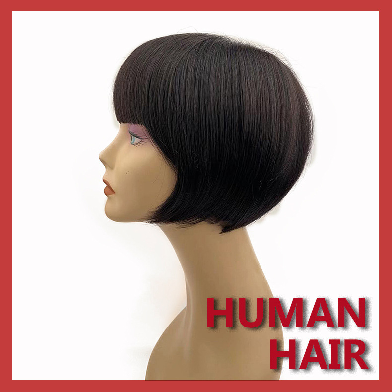 Human bobo hair, short straight hair fem...