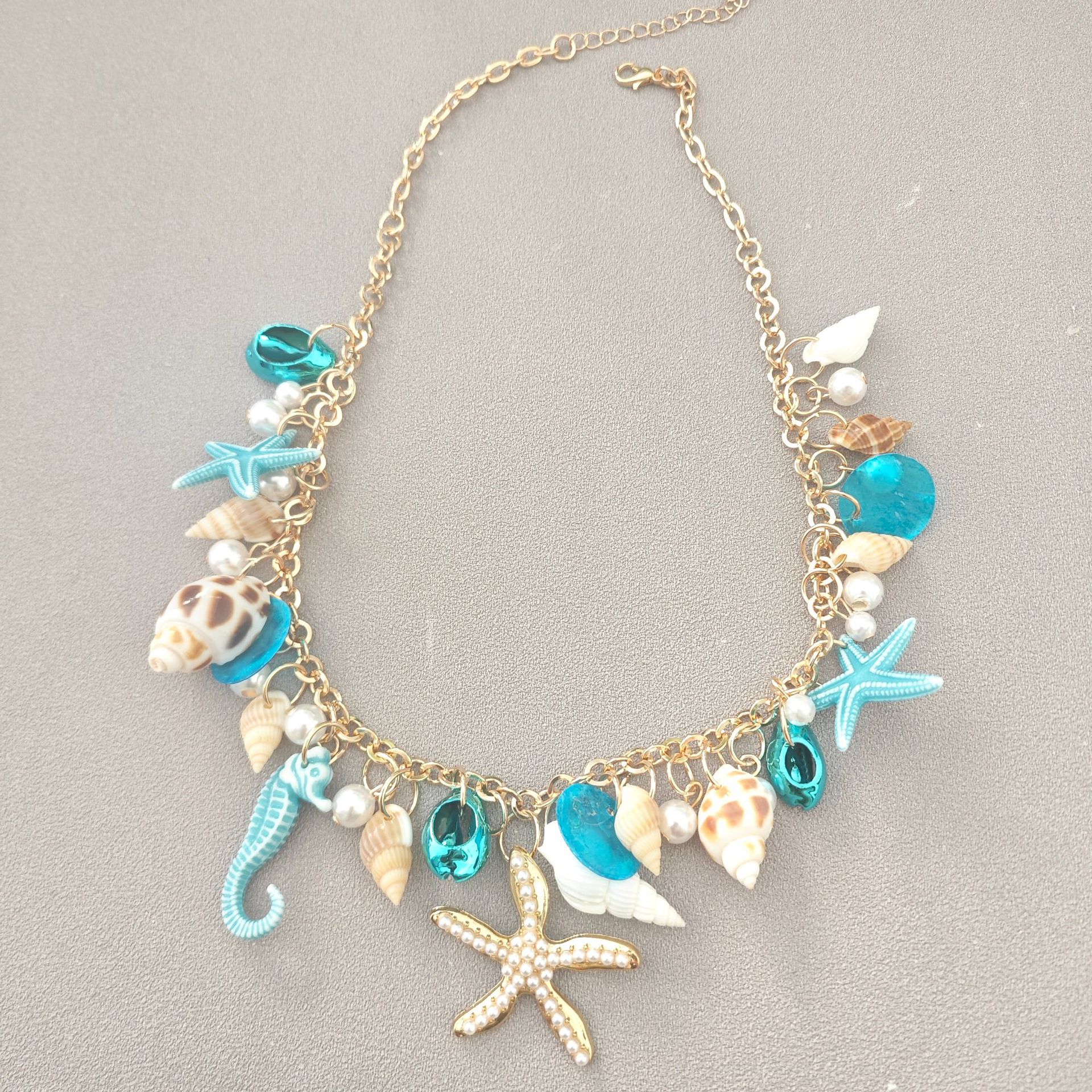Alloy, Shell Material Shell Pattern Unisex Gender Plating Design Marine Style Simple Style Shell Alloy Shell Wholesale Necklace