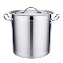 加厚不锈钢汤桶带盖商用燃气电磁炉大容量复合底圆桶卤锅特大汤锅