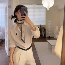 复古老钱风刺绣白色棉麻衬衫女夏季微透防晒衬衣亚麻休闲百搭上衣