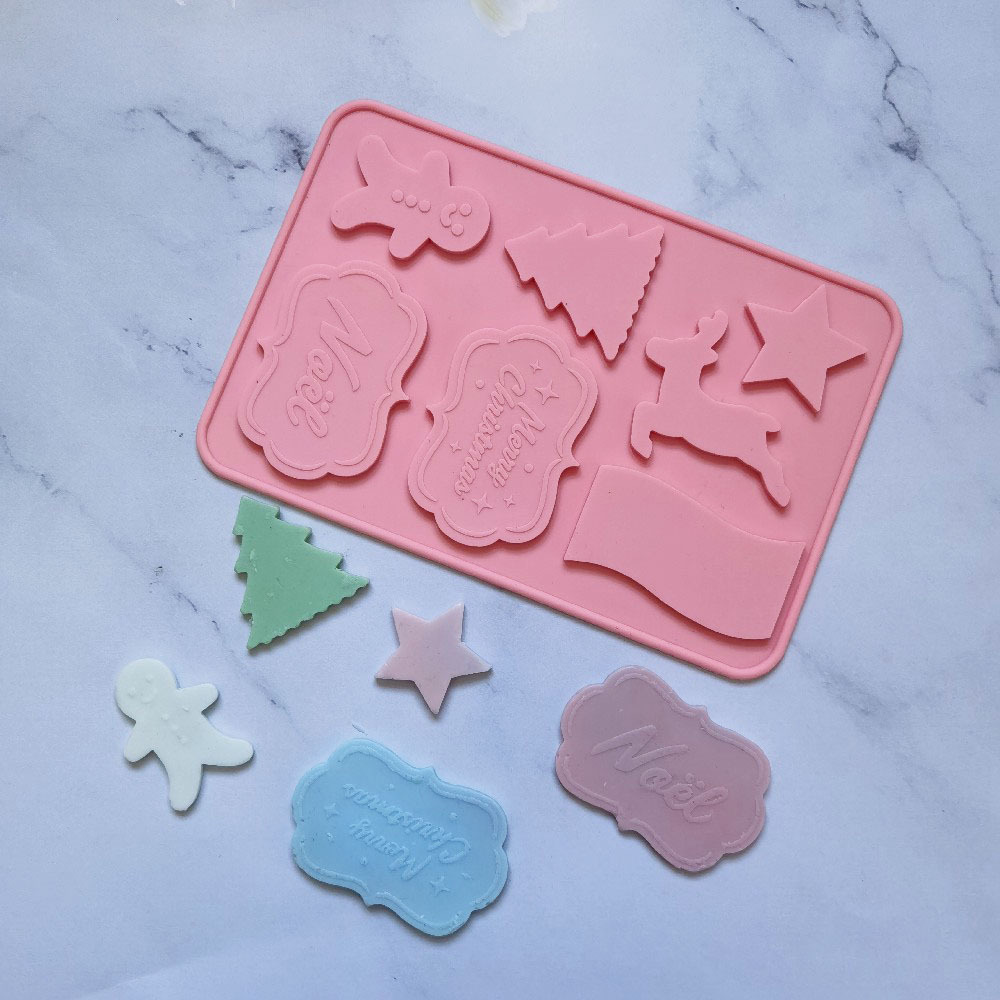 7 tarjetas de Navidad 71 molde de silicona pastel helado pudín molde de postre jabón utensilios