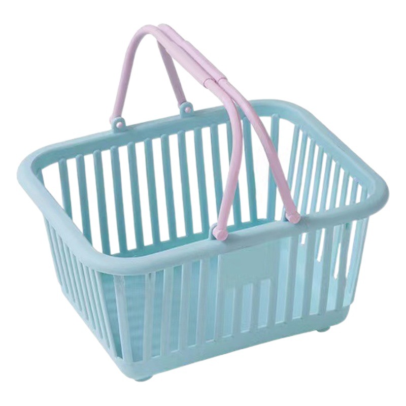 Linda canasta de almacenamiento portátil de color macaron, pegatinas de corazón de niña rosa, papelería, accesorios diversos, canasta de almacenamiento de escritorio