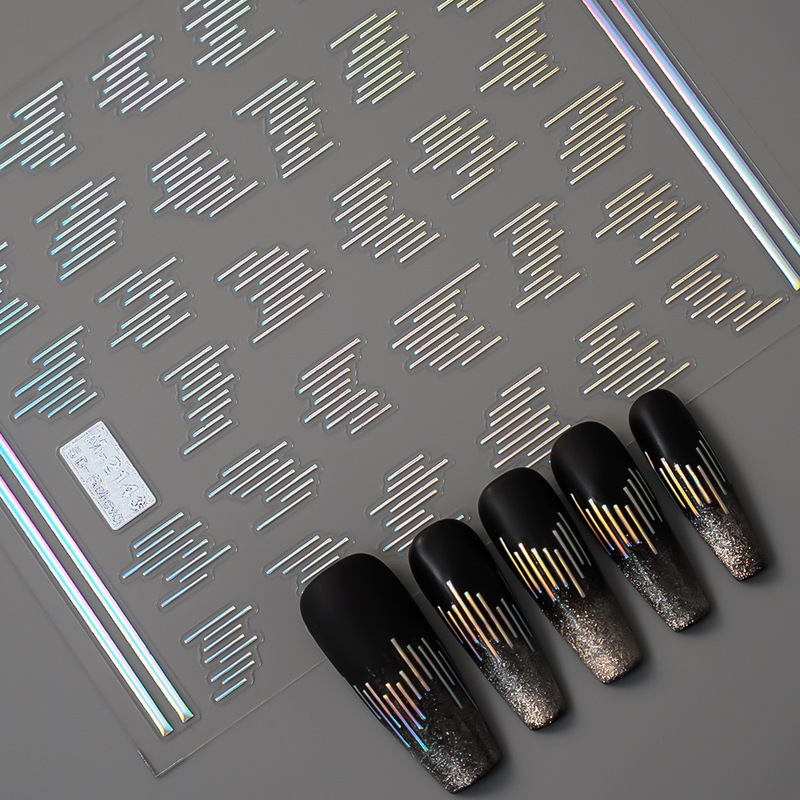 Cross-Border Internet Celebrity Ins New 5D Embossed Bronzing Nail Art Stickers Sonic Line Stereo Nail Decals M2143