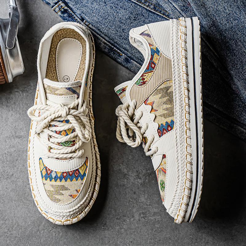 2025 Spring and Summer Men's Versatile Casual Daily Trendy Breathable Thick-Soled New Men's Flat Cloth Shoes