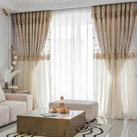 法式现代简约欧式法式公主风窗帘遮光卧室客厅飘窗2022年新款