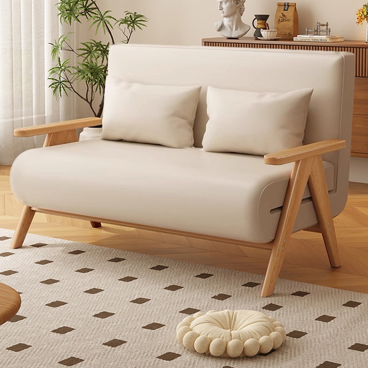 Solid Wood Foldableing Sofa Bed Dual-Purpose Living Room Multi-Functional 2025 New Small Apartment Rental House Retractable Sofa Tω