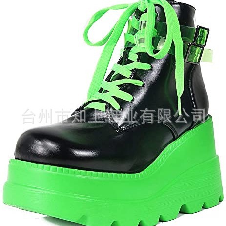 Demonia Platform Boots 2022 New Dark Gothic Pink Wedge Ankle Boots Women's European and American Plus Size Martin Boots