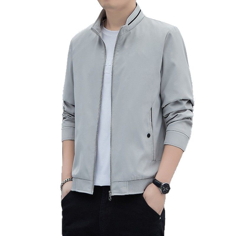 Chaqueta de otoño para hombre, gran tamaño, nueva chaqueta casual de cuello alto, ropa de negocios de primavera y otoño para hombre, chaqueta delgada