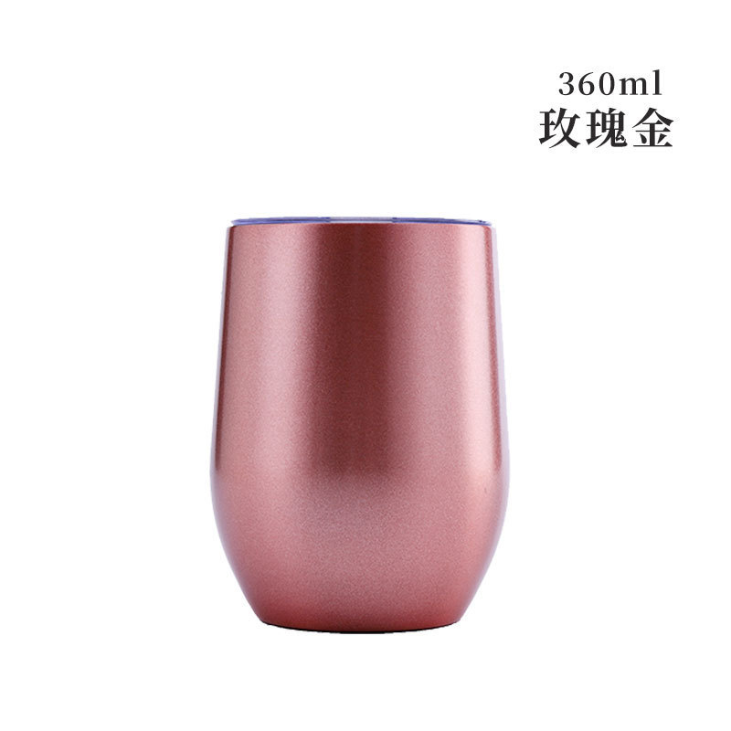 Taza de cáscara de huevo de 12oz transfronteriza regalo de doble capa de acero inoxidable copa de vino tinto taza de vientre grande aislamiento al vacío en forma de U swig pollo