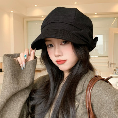 蝴蝶结可爱显脸小短檐鸭舌帽秋冬帽子女款韩版百搭遮阳防晒帽素颜