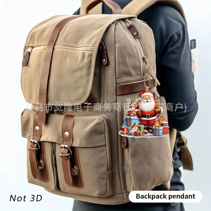 Navidad Santa Claus colgante transfronterizo nuevo acrílico plano colgante espejo retrovisor colgante joyas de fiesta