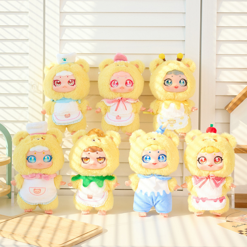 Nuevos tres pequeños cabellos (Samuel) mini colgantes de animales de peluche caja ciega juguetes QMoll muñecas adornos