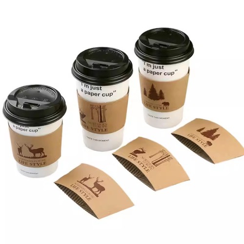 Milk tea insulated cup holder disposable coffee hot drink paper cup holder with printed logo white card kraft leather corrugated milk tea cup holder
