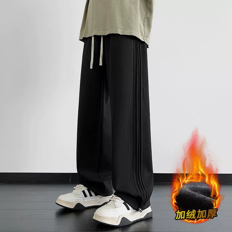 Осенние и зимние бархатные американские брюки для мужчин осень 2024 плюс размер шнурок повседневные брюки свободные длинные брюки прилив