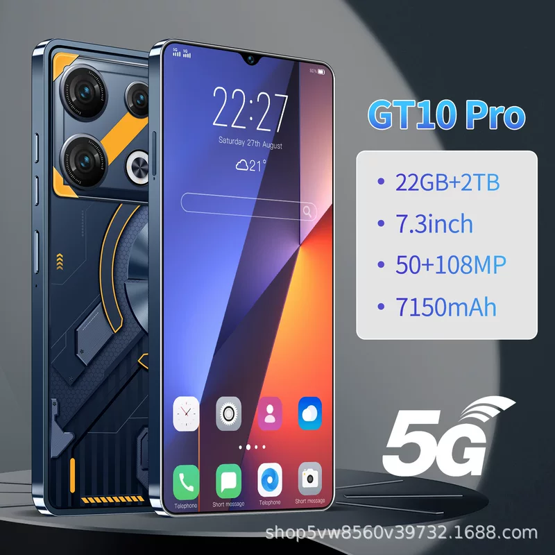 Смартфон GT10 Pro, 22 ГБ + 2 ТБ, 7.3" AMOLED, 5G, 7150 мАч, дуплекс SIM в режиме ожидания