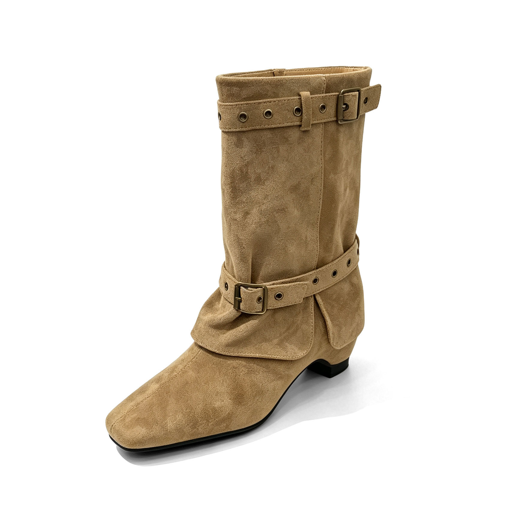 Botas de Caballero Tipo Pantalón para Mujer de 7 cm, Terciopelo, Con Elevación y Térmicas image 6