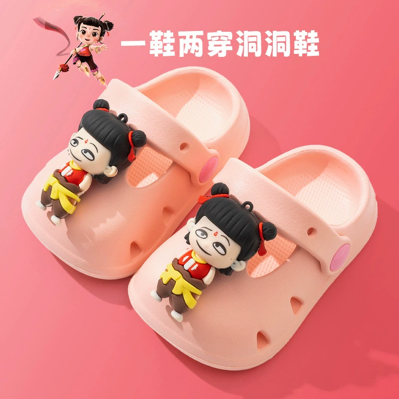 Детские сабо Nezha, нескользящие сандалии с закрытым носком для маленьких мальчиков и девочек, мягкая подошва, милый детский мультфильм с защитой от столкновений