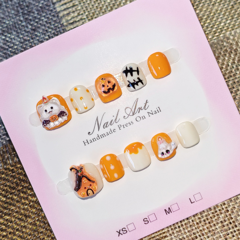 Halloween Little Ghost Nail Art for Kids, Yellow Pumpkin House Nail Stickers, Suitable for Children Aged 3-6-12, Cross-Border Nail Art Halloween Little Ghost Nail Art for Kids, Yellow Pumpkin House Nail Stickers, Suitable for Children Aged 3-6-12, Cross-Border Nail Art