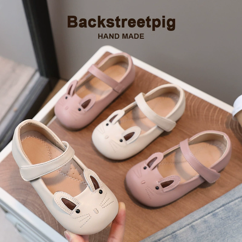 Детские туфли для девочек с кошкой нескользящая мягкая подошва демисезонные