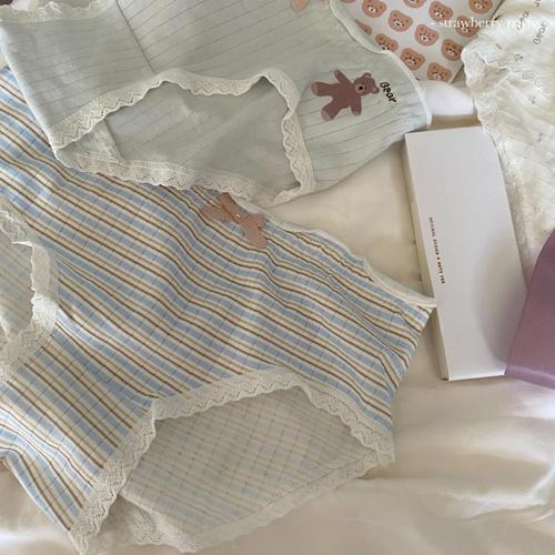 Soft little milk bear/Japanese threaded cotton underwear mid-waist cute girly style breathable student briefs