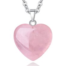 天然石女式爱心吊坠项链治愈紫水晶粉水晶送母亲朋友项链宝石礼物