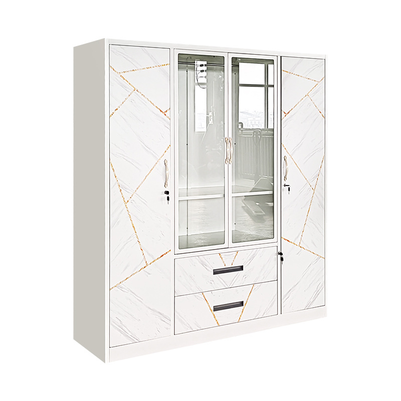 Hierro de impresión armario dormitorio del hogar simple armario puerta corredera gabinete de almacenamiento para sala de alquiler image 5