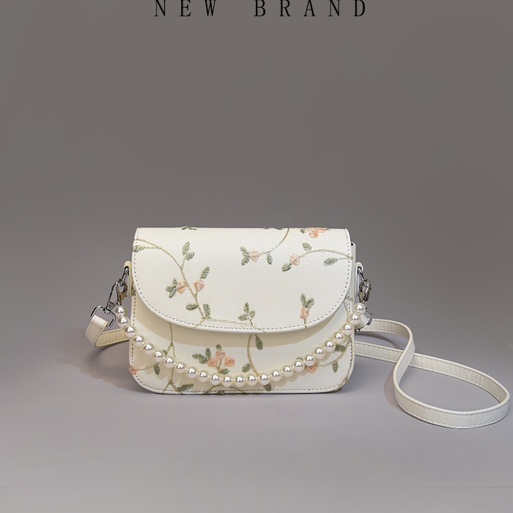 Cross-Border Popular Lace Bag for Women 2025 New Trendy Fashion Pearl Handbag High-End Single Shoulder Crossbody Bag for Women
