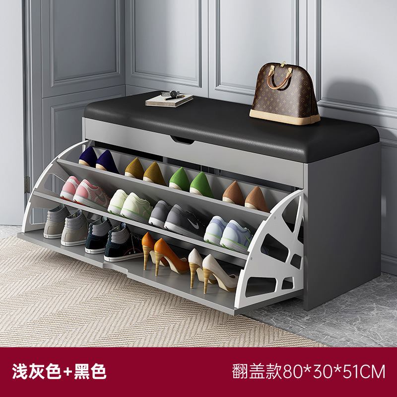 転倒式靴交換スツール、家庭用玄関靴キャビネット、座って靴を履けるスツール、玄関スツール、ネット有名人のエントリーソフトバッグクッション靴ラック|undefined